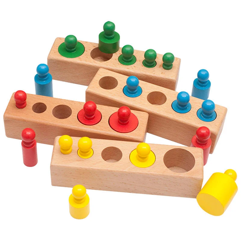 Toyly World™ Montessori Wooden Cylinder Blocks for Kids | Colour Sorting, Size Matching & Early Learning Toy 5