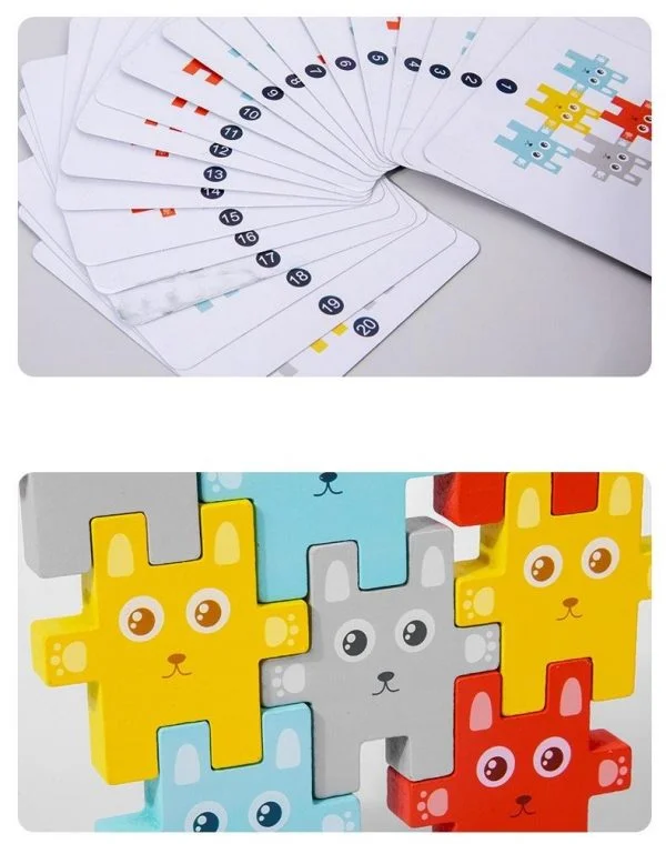 Toyly World™ Wooden Rabbit Stacker Toy for Kids | 12-Piece Colour Matching, Sorting & Balancing Game 5