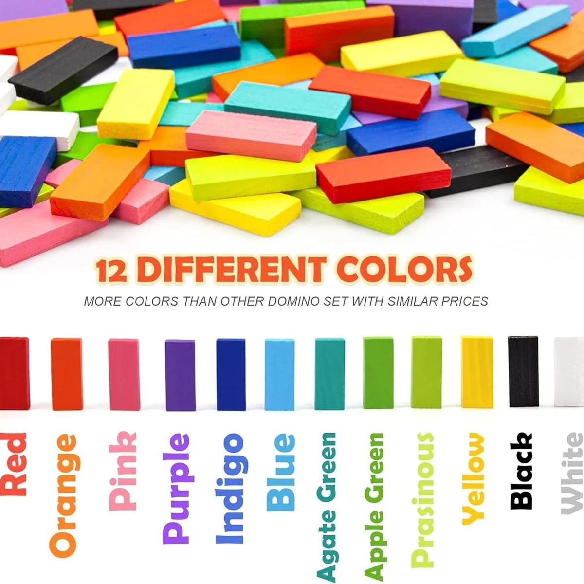 Wooden Domino Blocks Toy 120 Pieces | Montessori STEM Learning Toy | Color Recognition & Creative Building Blocks Game for Boys & Girls 3+ Years 4