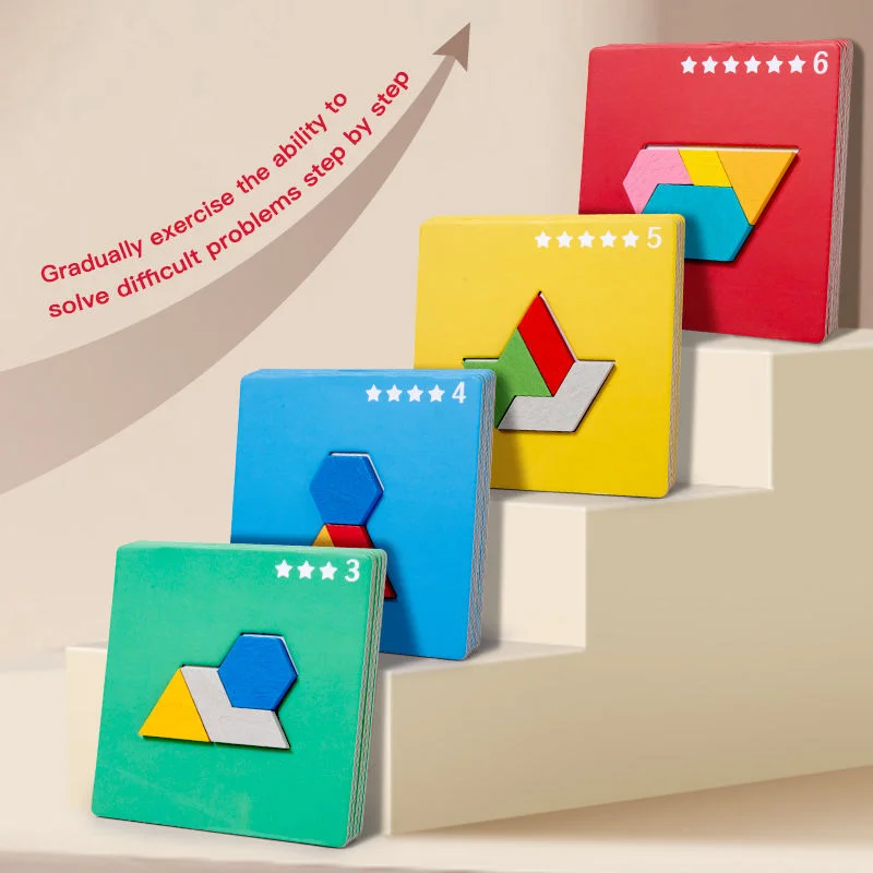 Toyly World™ Wooden Geometric Shape Puzzle for Kids 3+ | Pattern Matching, Tangram & Quick Hands Educational Learning Game 7