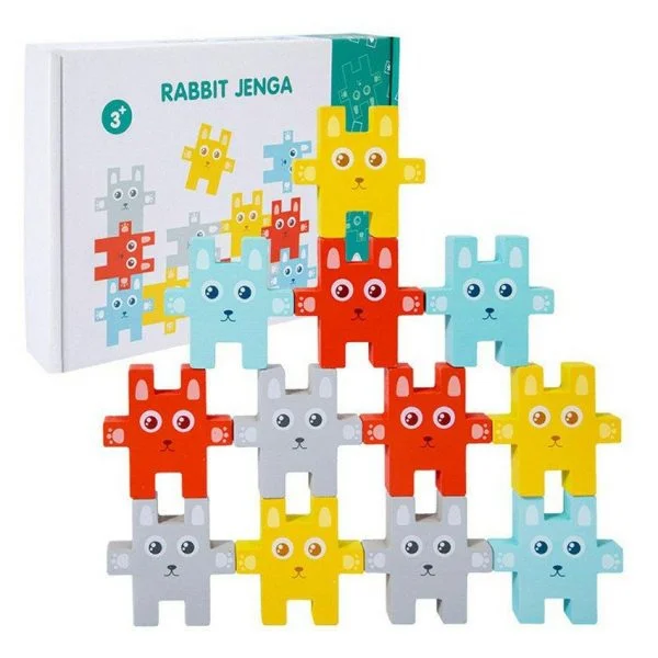 Toyly World™ Wooden Rabbit Stacker Toy for Kids | 12-Piece Colour Matching, Sorting & Balancing Game 3