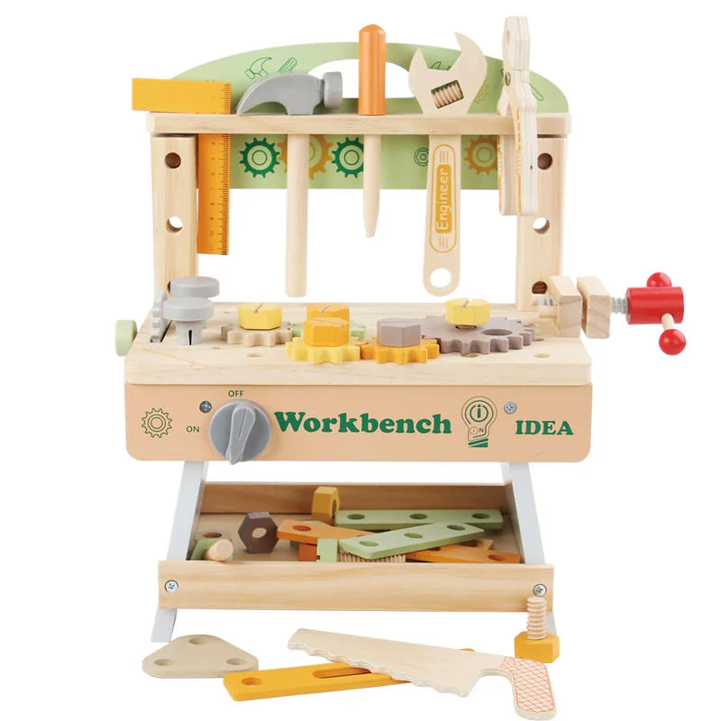 Toyly World™ Wooden Toy Workbench & Tool Set for Kids 4–6 Years | Pretend Play Construction Workshop 8
