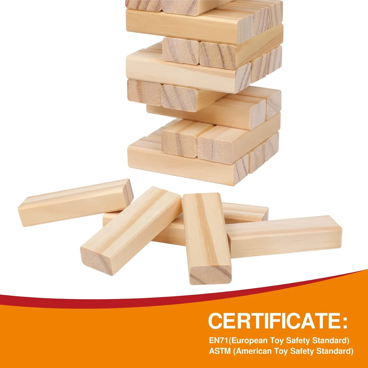 Tumble Tower Game for Kids and Adults, 54pcs Wooden Board Stacking Game for Family Game Night Classic Game,Mini Version 4