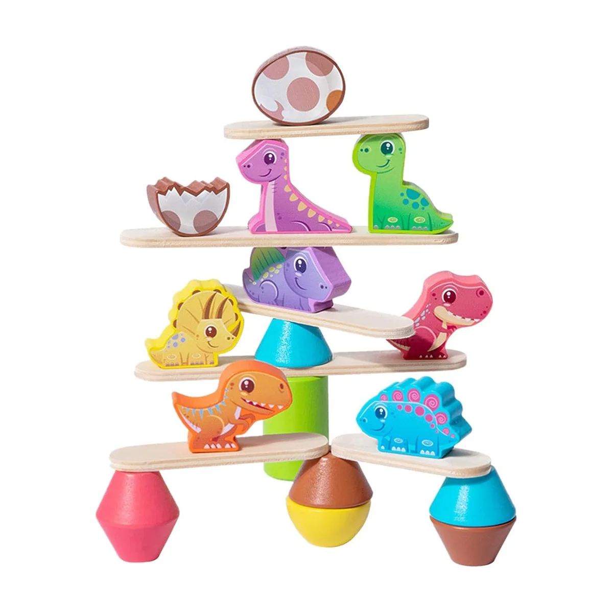 Toyly World™ Dinosaur Wooden Stacking & Balancing Puzzle for Kids 3+ | Montessori Educational Learning Toy