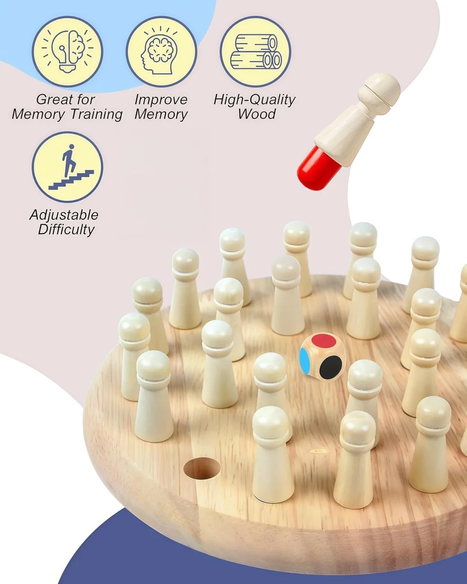 Wooden Memory Chess Matching Game — Family Board Games for Kids and Adults 4