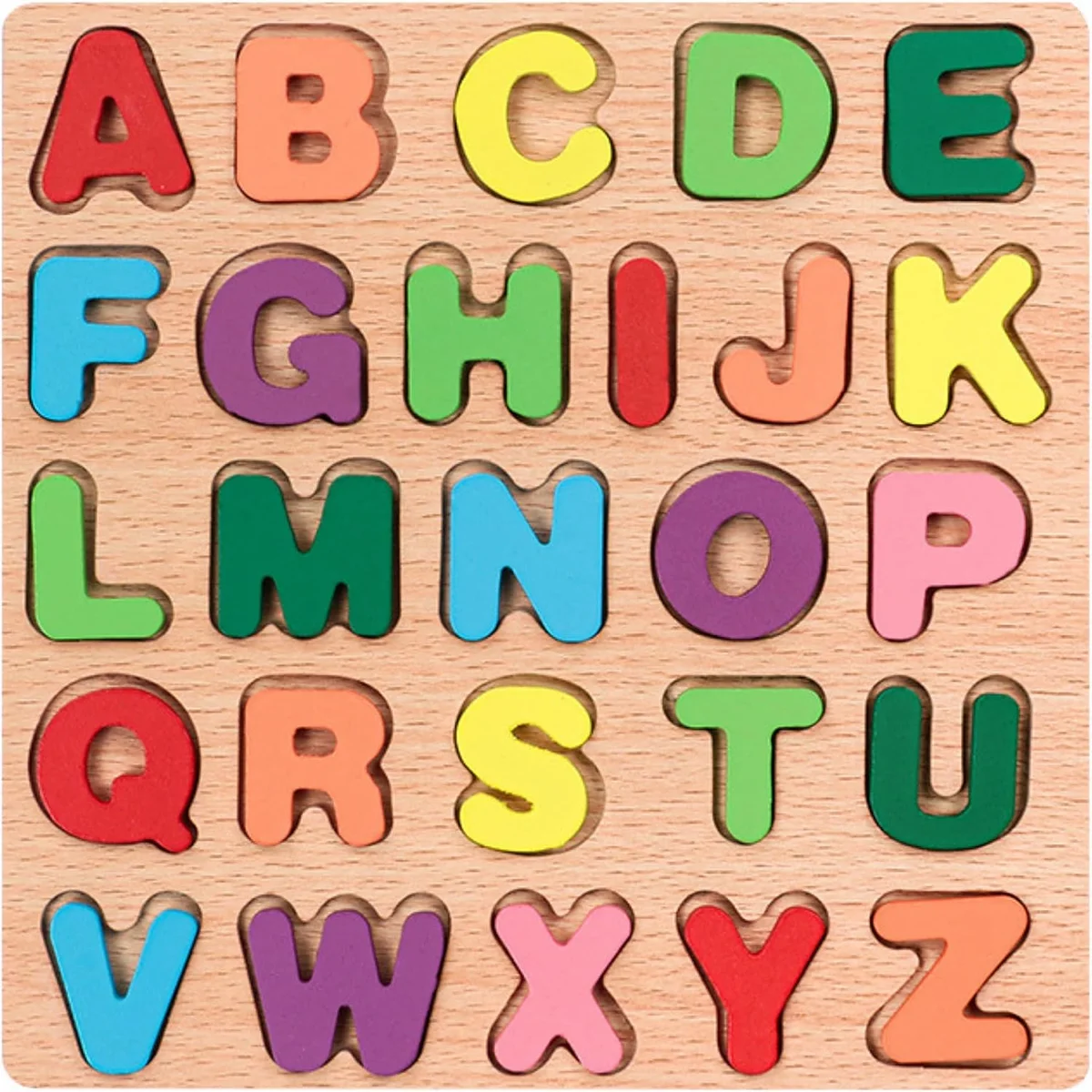 4-in-1 Wooden Alphabet Puzzle for Kids Ages 3+ – Upper & Lowercase Letters, Numbers & Shapes – Montessori Educational Learning Toy for Toddlers & Preschool – Fine Motor & Early STEM Skills 3