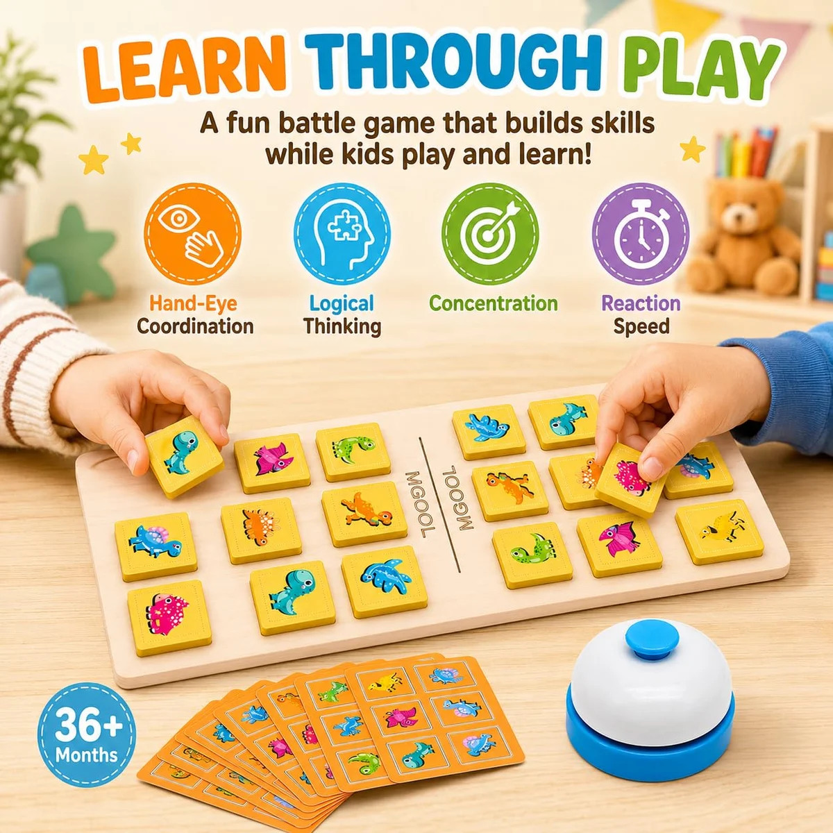 Toyly World™ Dinosaur Battle Memory Game for Kids 3+ | Dinosaur Matching Cards & Cognitive Learning Board Game 11
