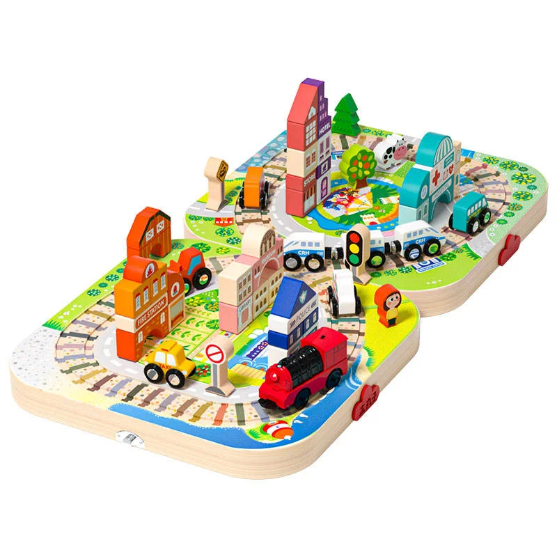 Toyly World™ Wooden City Blocks Set for Kids 3+ | Building, Roads, Vehicles & Pretend Play Construction Toy 7