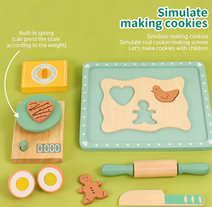 Toyly World™ Wooden Cookie Maker Pretend Play Set for Kids 3+ | Baking & Kitchen Role Play Toy | Creative Learning Set 5
