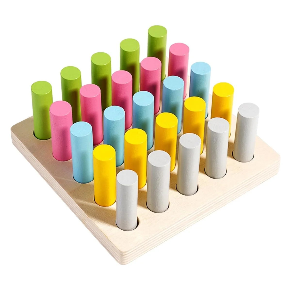 Toyly World™ Montessori Wooden Cylinder Blocks Colour Sorting & Fine Motor Skills Learning Toy for Kids 5