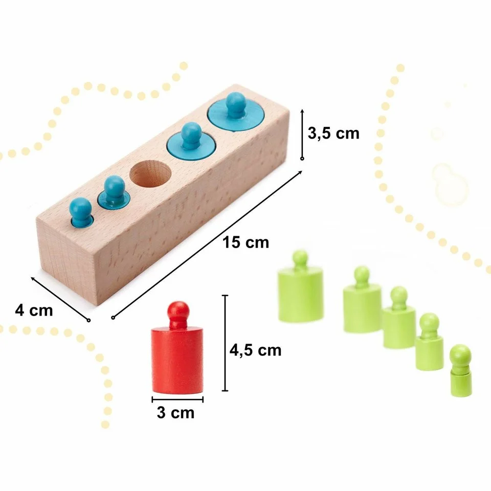 Toyly World™ Montessori Wooden Cylinder Blocks for Kids | Colour Sorting, Size Matching & Early Learning Toy 4