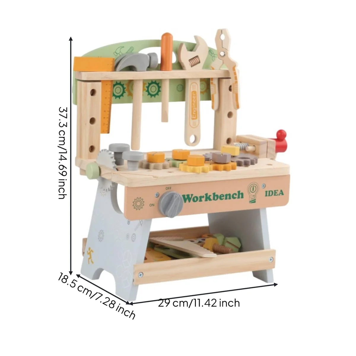 Toyly World™ Wooden Toy Workbench & Tool Set for Kids 4–6 Years | Pretend Play Construction Workshop 3