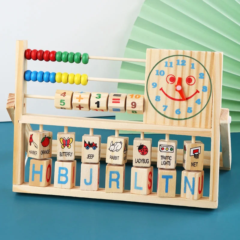 Toyly World™ Wooden 4-in-1 Educational Learning Frame for Kids | Abacus, Clock, Alphabet & Math Learning Toy 9