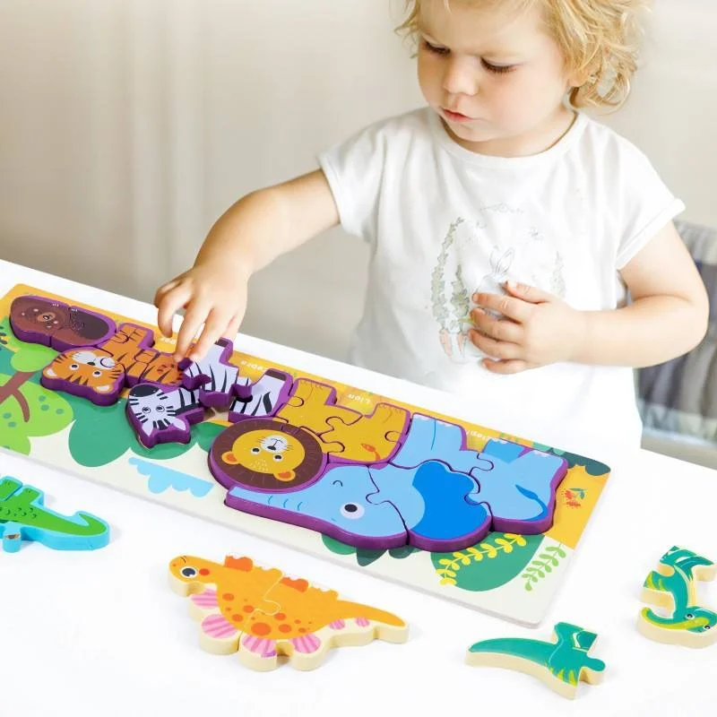 Toyly World™ Cartoon Animal Wooden Jigsaw Puzzle Set for Kids 3+ | Dinosaur, Ocean, Farm & Vehicle Learning Puzzles 8