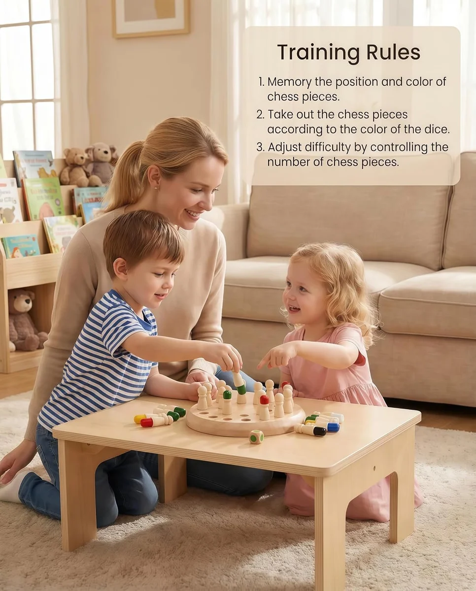 Wooden Memory Chess Matching Game — Family Board Games for Kids and Adults 2