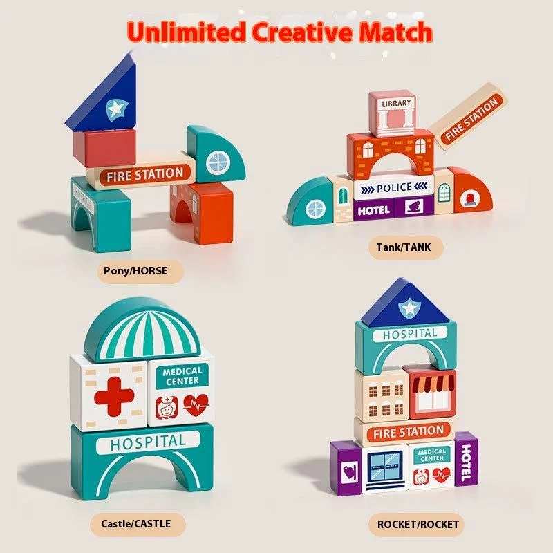 Toyly World™ Wooden City Blocks Set for Kids 3+ | Building, Roads, Vehicles & Pretend Play Construction Toy 4