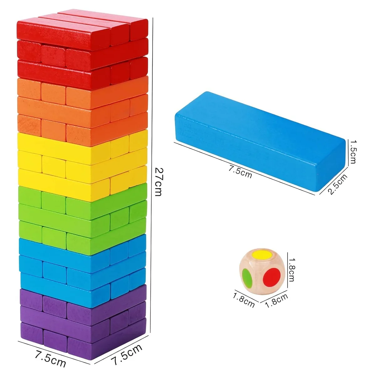 Toyly World™ Wooden Colour Stacking Tower Game for Kids & Adults | 54 Blocks | Colour & Balance Building Game 2
