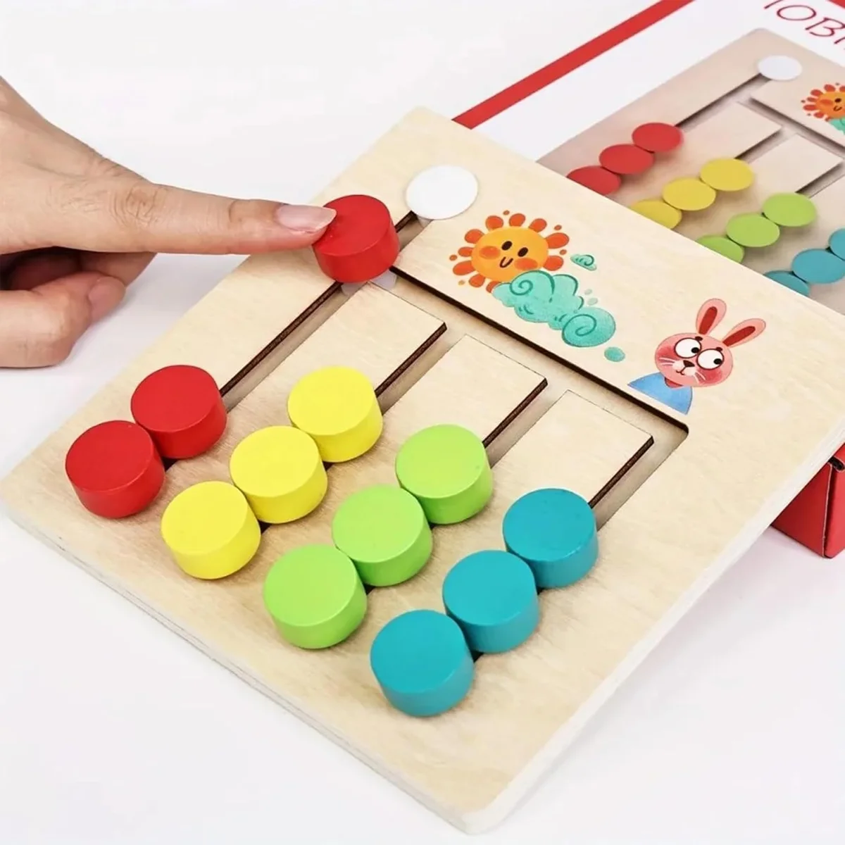 Toyly World™ Montessori Wooden Slide Puzzle for Kids 4–8 Years | Colour & Pattern Matching Educational Toy 4