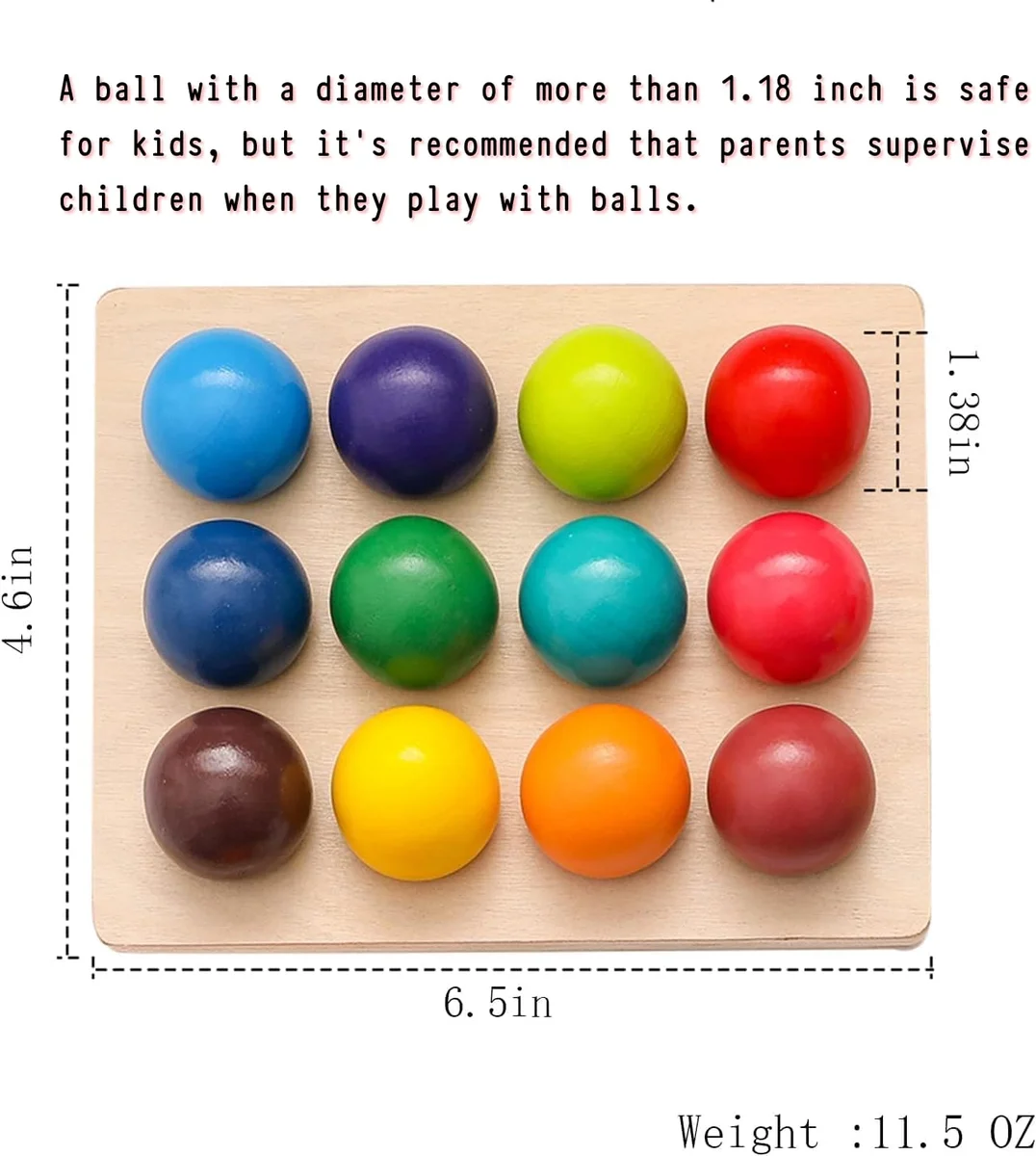 Toyly World™ Wooden Rainbow Ball Colour Sorting Toy for Kids | 12-Piece Montessori Learning Game 5