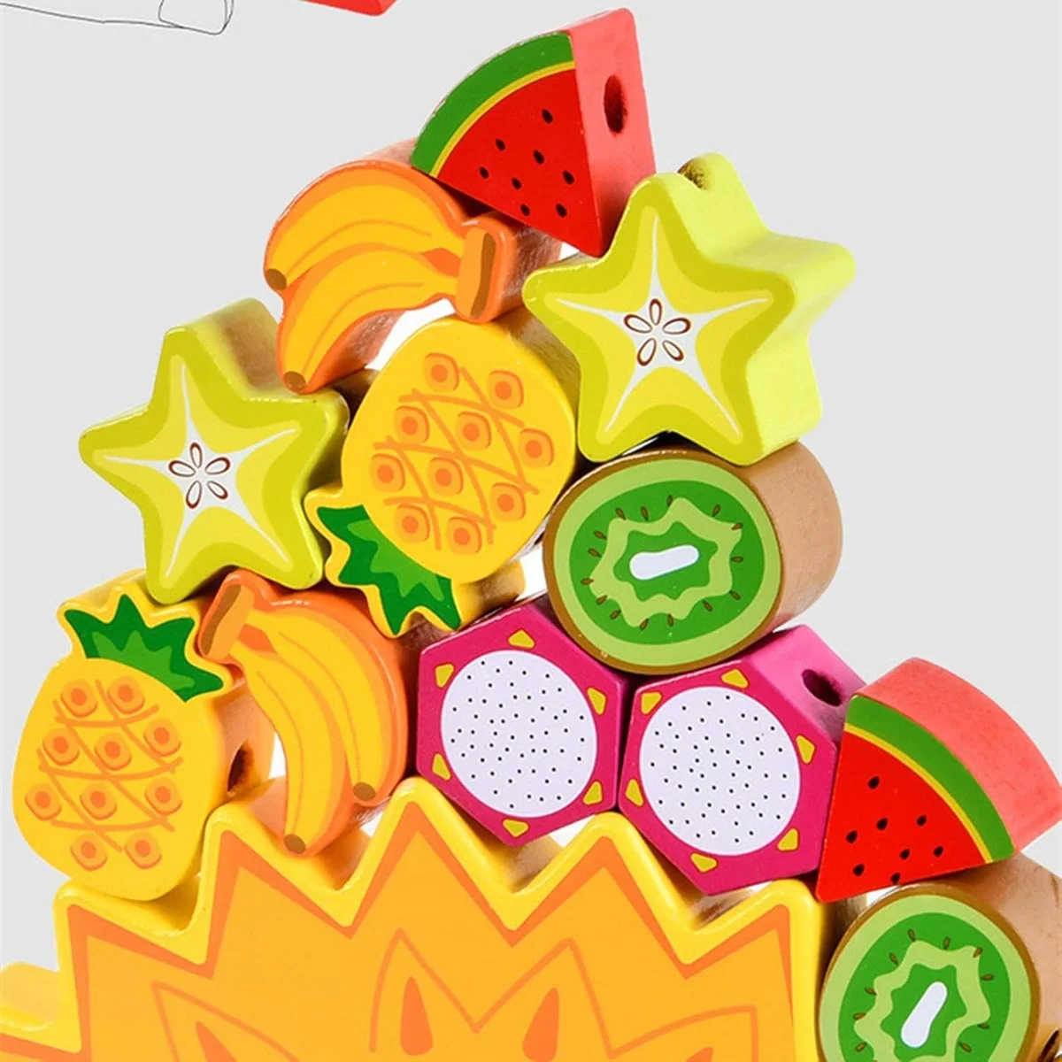 Toyly World™ Wooden Fruit Stacking & Balancing Game for Kids 3+ | Montessori Threading & Fine Motor Skills Toy 3