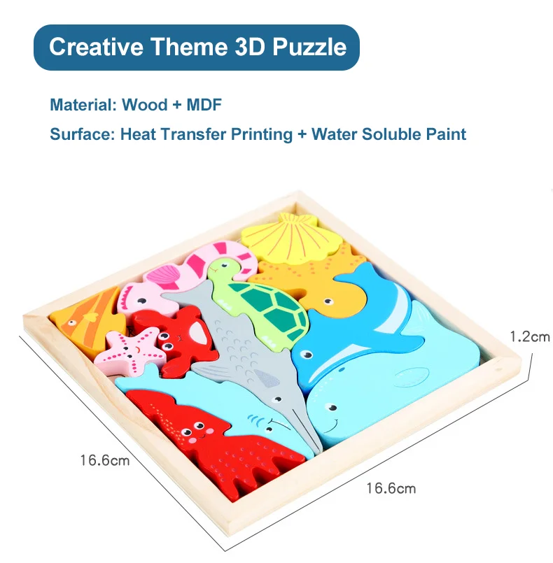 Toyly World™ 3D Wooden Jigsaw Puzzle Set for Kids 2–5 Years | Animal, Fruit, Number & Vehicle Learning Toys 3