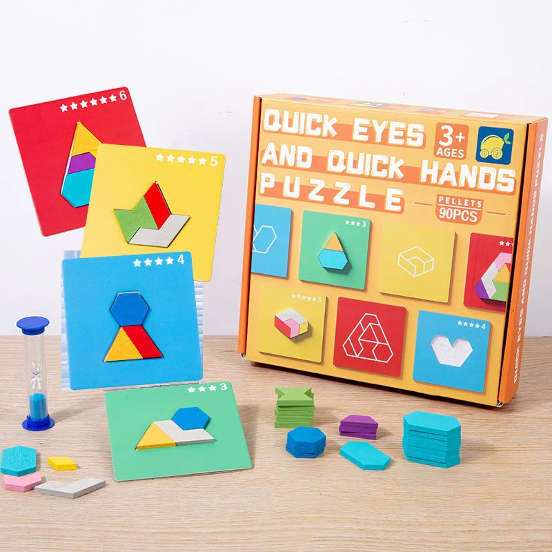 Toyly World™ Wooden Geometric Shape Puzzle for Kids 3+ | Pattern Matching, Tangram & Quick Hands Educational Learning Game 3