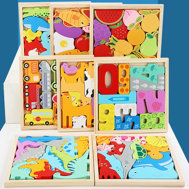 Toyly World™ 3D Wooden Jigsaw Puzzle Set for Kids 2–5 Years | Animal, Fruit, Number & Vehicle Learning Toys 4