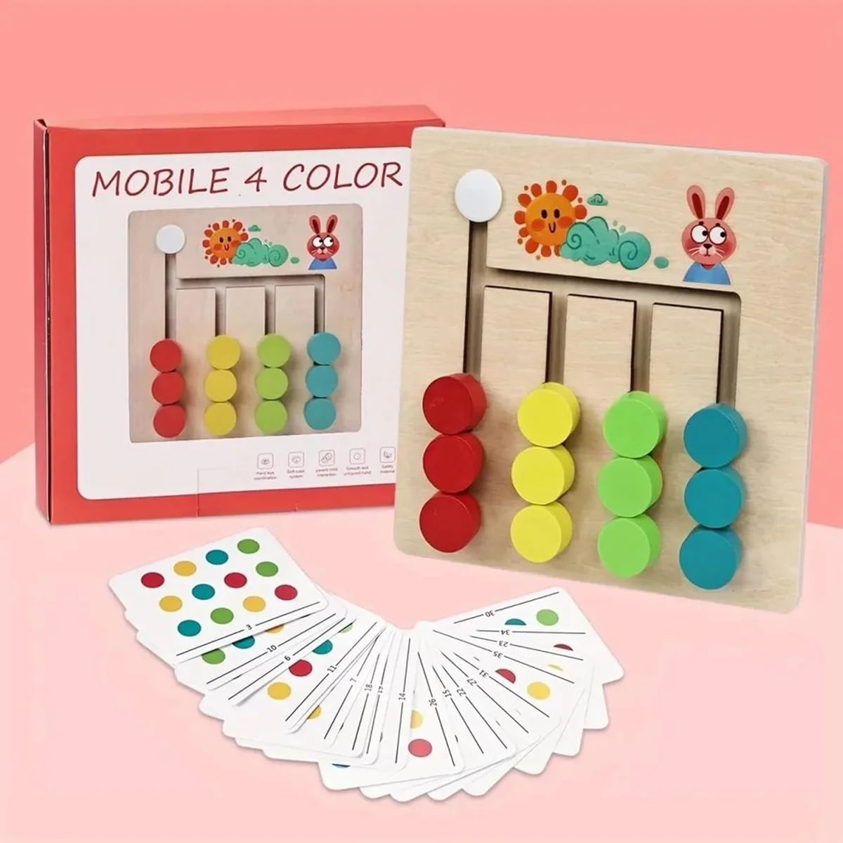 Toyly World™ Montessori Wooden Slide Puzzle for Kids 4–8 Years | Colour & Pattern Matching Educational Toy