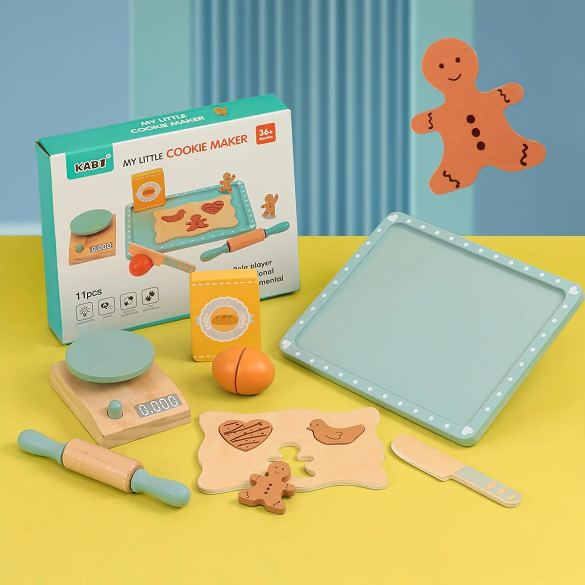 Toyly World™ Wooden Cookie Maker Pretend Play Set for Kids 3+ | Baking & Kitchen Role Play Toy | Creative Learning Set 3