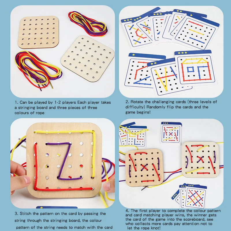 Toyly World™ Wooden Rope Wiring Activity Board for Kids 3+ | Pattern Matching & Lacing Montessori Learning Toy 7