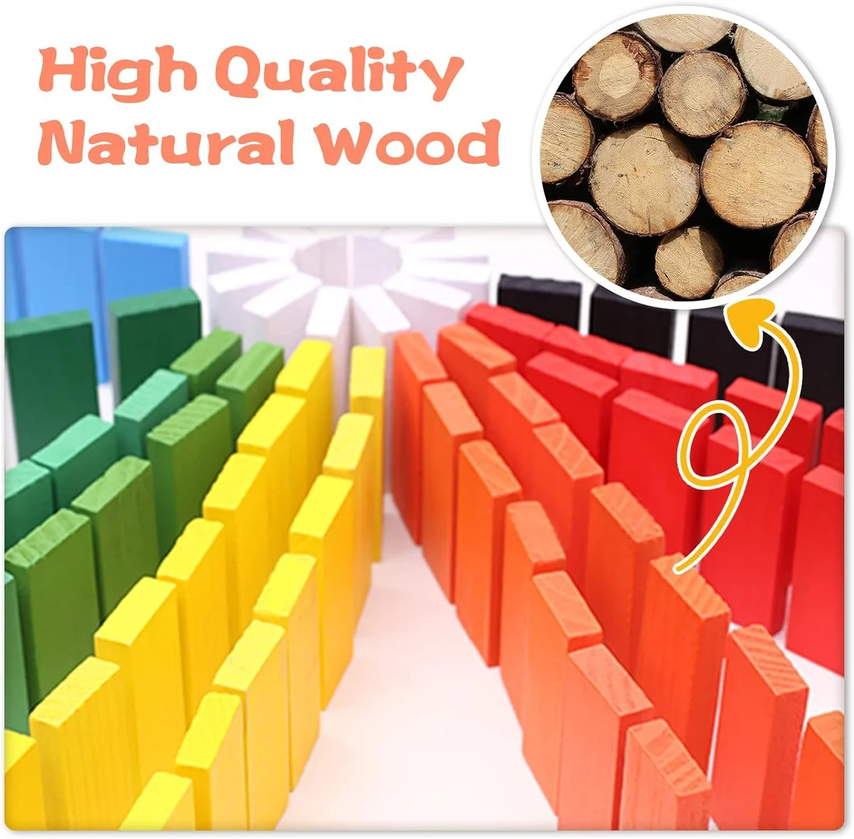 Toyly World™ 120 Pcs Colorful Wooden Domino Blocks Set for Kids | Building, Stacking & Racing Game 3