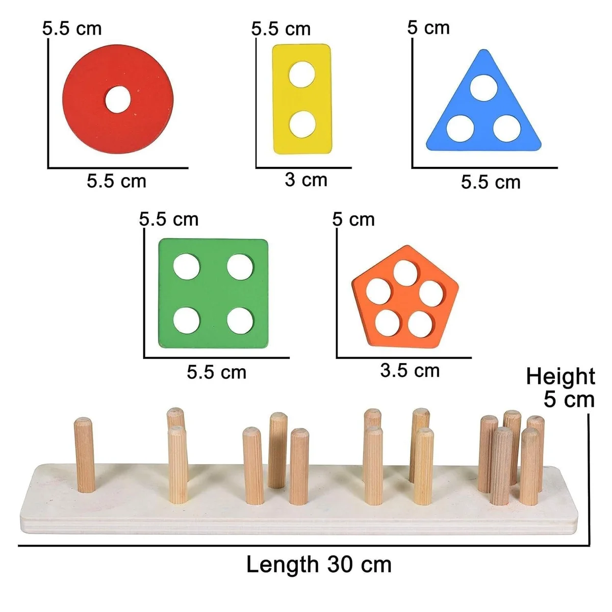 Toyly World™ Wooden Shape Sorting & Stacking Toy for Kids | Educational Peg Board Puzzle for Toddlers 4