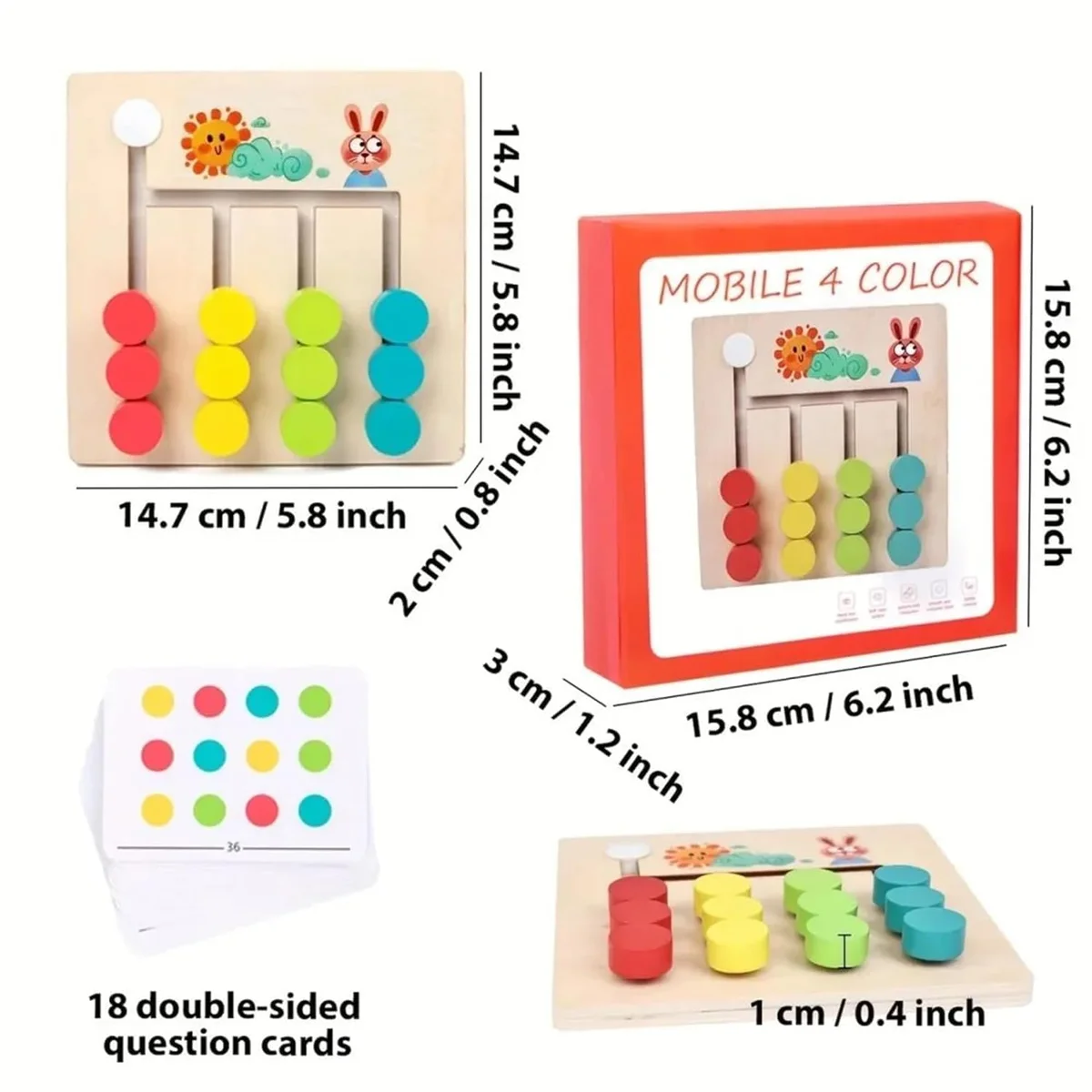 Toyly World™ Montessori Wooden Slide Puzzle for Kids 4–8 Years | Colour & Pattern Matching Educational Toy 2