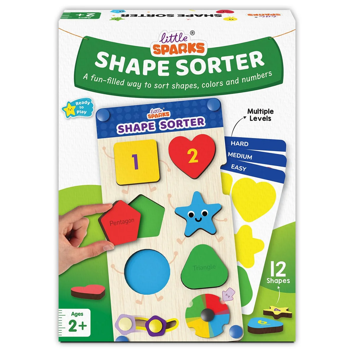 Toyly World™ Wooden Shape Sorter Educational Toy for Kids 2+ | Shape, Colour & Number Matching Learning Game