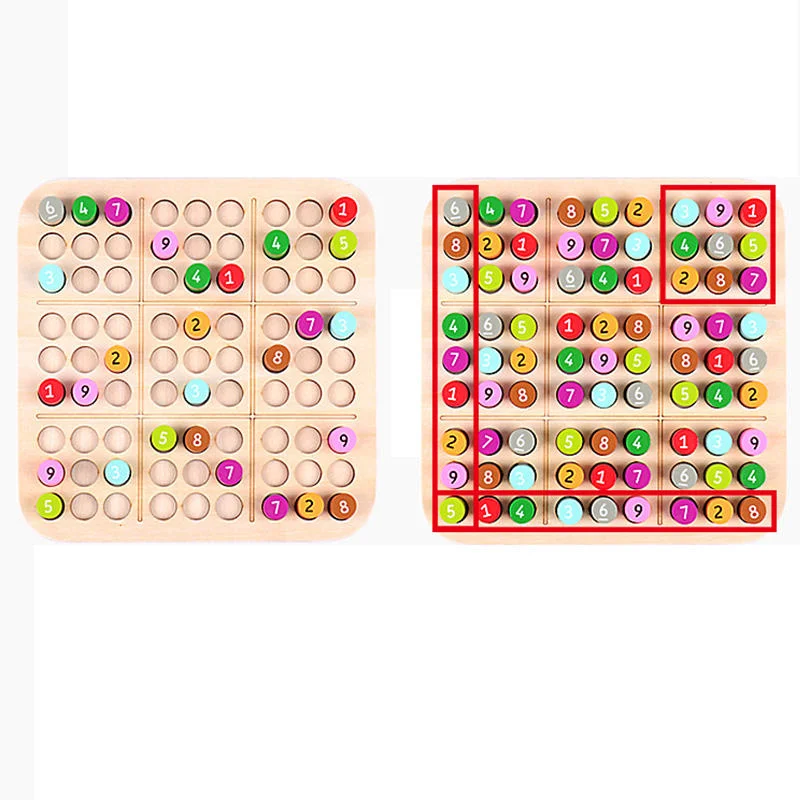 Toyly World™ Wooden Sudoku Game for Kids & Adults | 81 Colourful Number Pegs | Educational Logic Puzzle Board 3