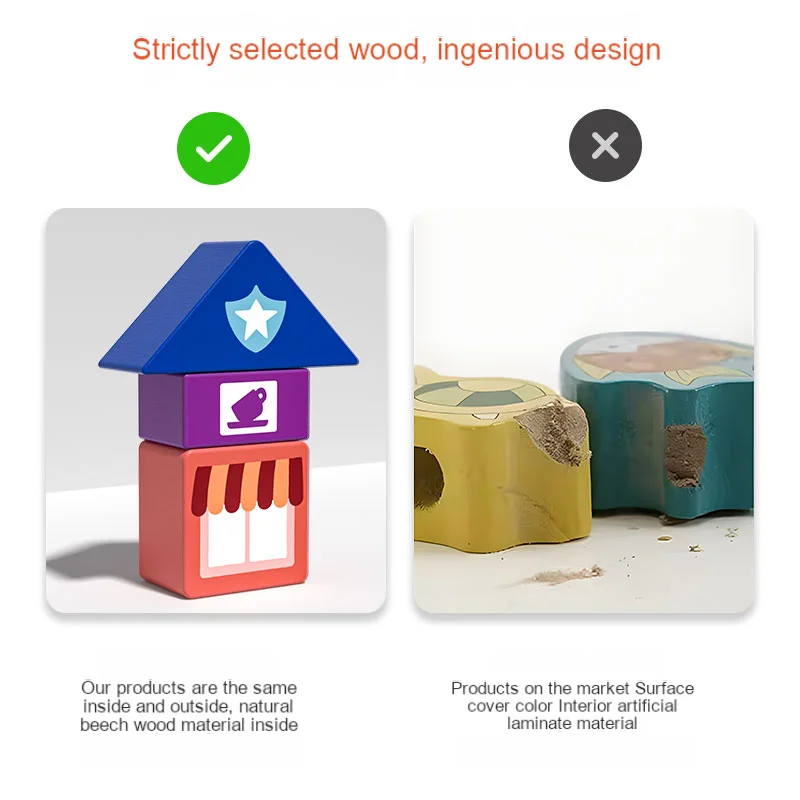 Toyly World™ Wooden City Blocks Set for Kids 3+ | Building, Roads, Vehicles & Pretend Play Construction Toy 9