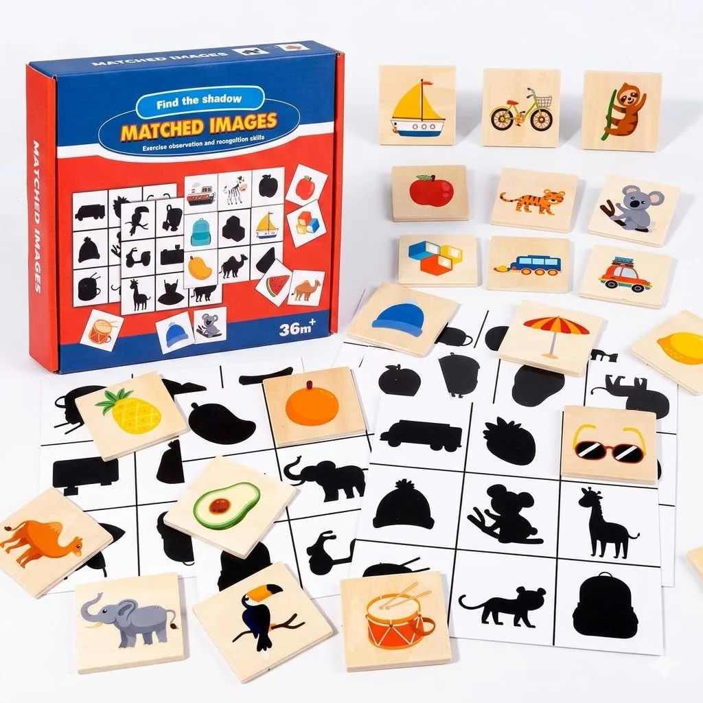 Toyly World™ Wooden Memory Matching Puzzle Game for Kids 2+ | Animal & Object Matching Tiles | Montessori Educational Toy 3