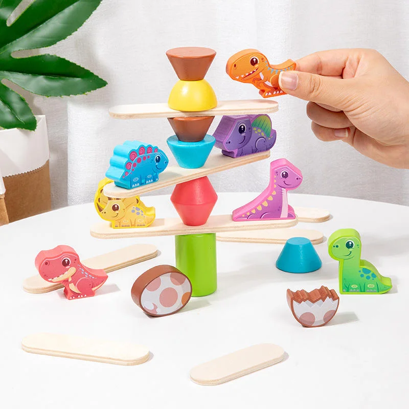 Toyly World™ Dinosaur Wooden Stacking & Balancing Puzzle for Kids 3+ | Montessori Educational Learning Toy 5