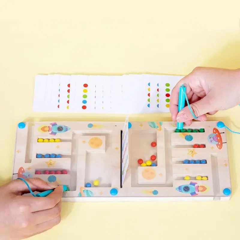 Toyly World™ Wooden Magnetic Maze Battle Board Game for Kids 3+ | 2-Player Colour Sorting & Matching Learning Toy 4