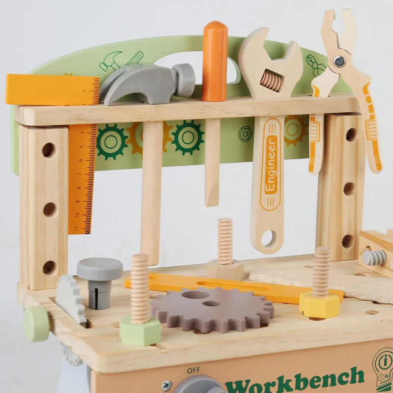 Toyly World™ Wooden Toy Workbench & Tool Set for Kids 4–6 Years | Pretend Play Construction Workshop 10
