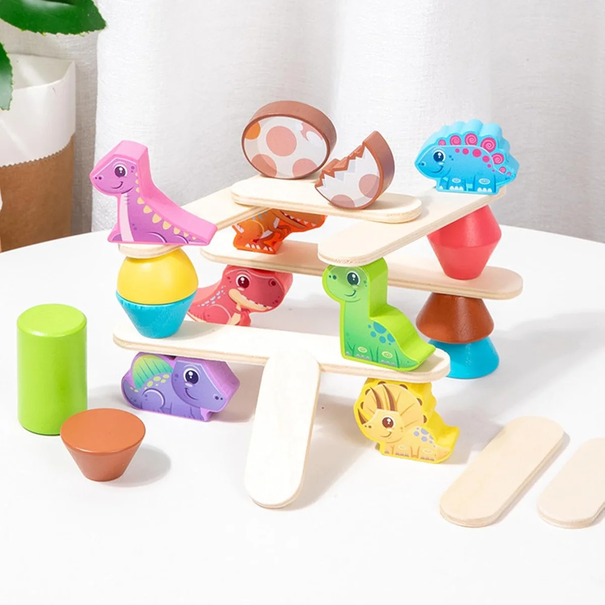 Toyly World™ Dinosaur Wooden Stacking & Balancing Puzzle for Kids 3+ | Montessori Educational Learning Toy 2