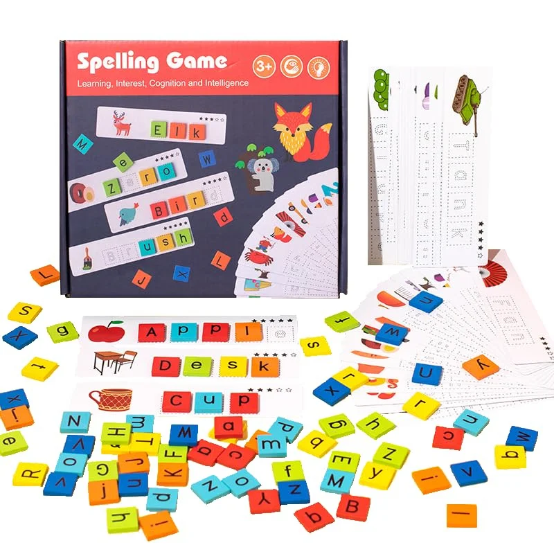 Toyly World™ Montessori Spelling & Word Formation Game for Kids 3+ | A–Z Letter Tiles, Picture Flashcards & Phonics Learning Toy 2