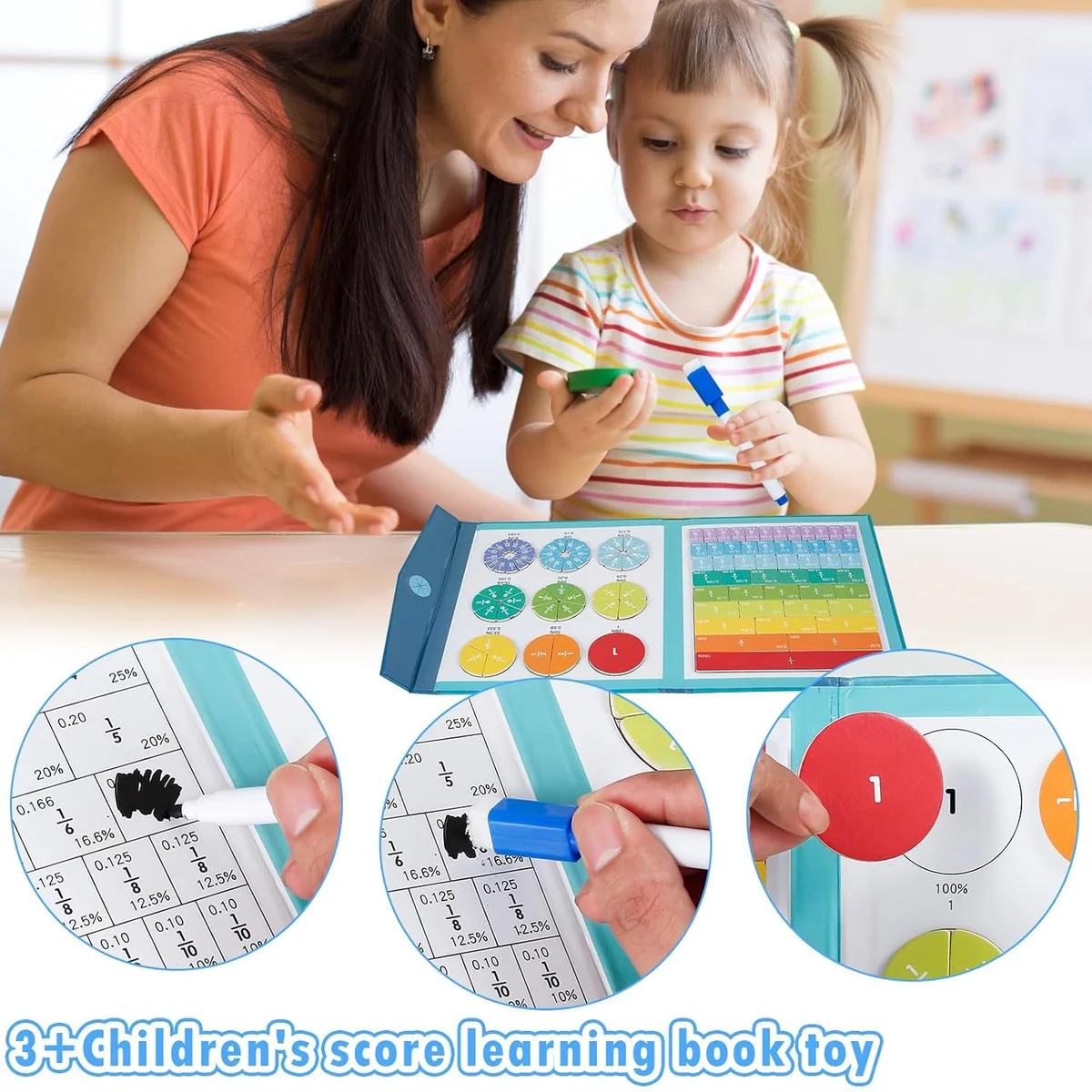 Toyly World™ Magnetic Fraction Tiles & Circles Set for Kids | Montessori Maths Learning Manipulatives 2