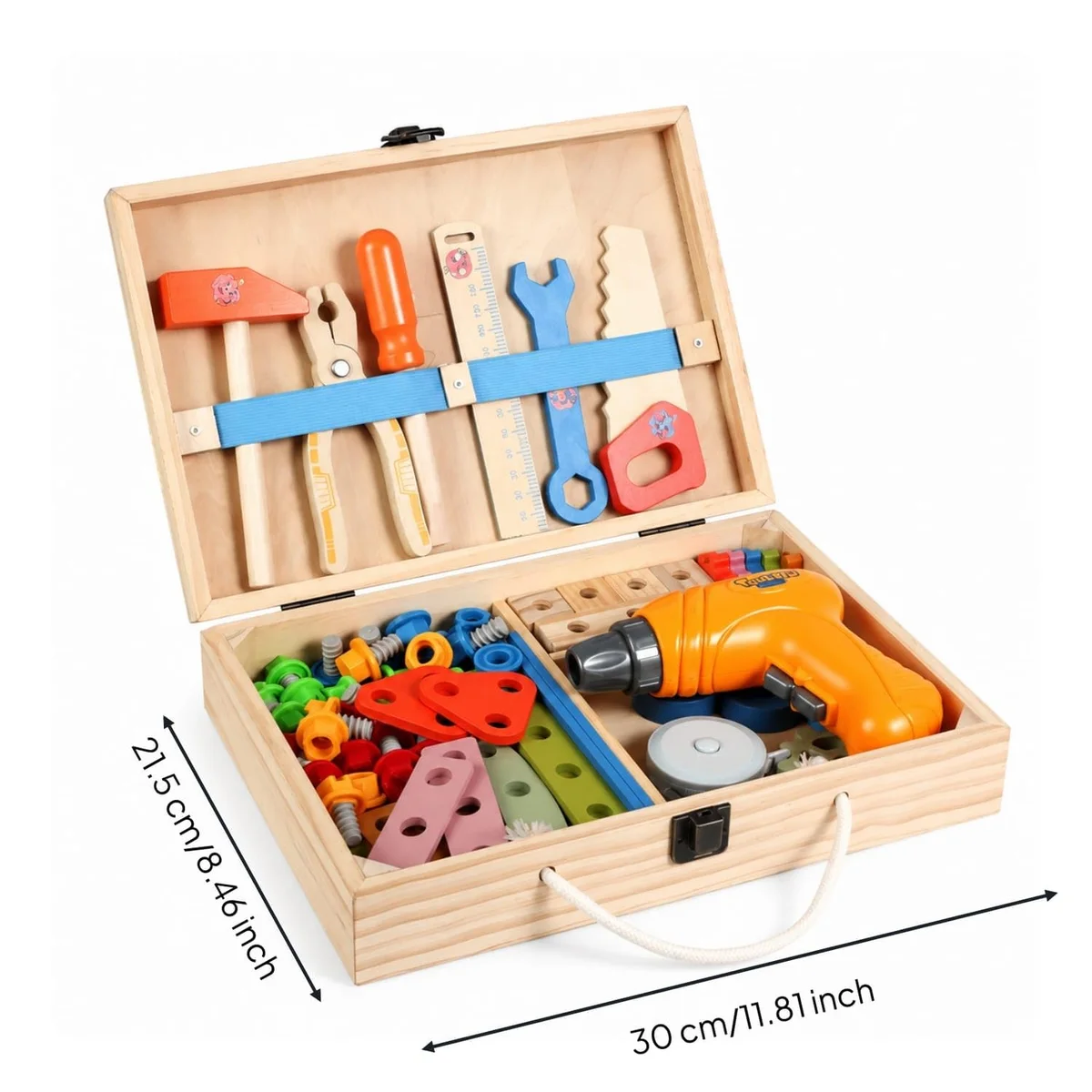 Toyly World™ Wooden Tool Box Pretend Play Set for Kids | Educational DIY Tools with Carrying Case 3