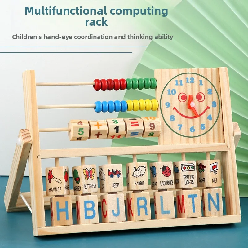 Toyly World™ Wooden 4-in-1 Educational Learning Frame for Kids | Abacus, Clock, Alphabet & Math Learning Toy 5