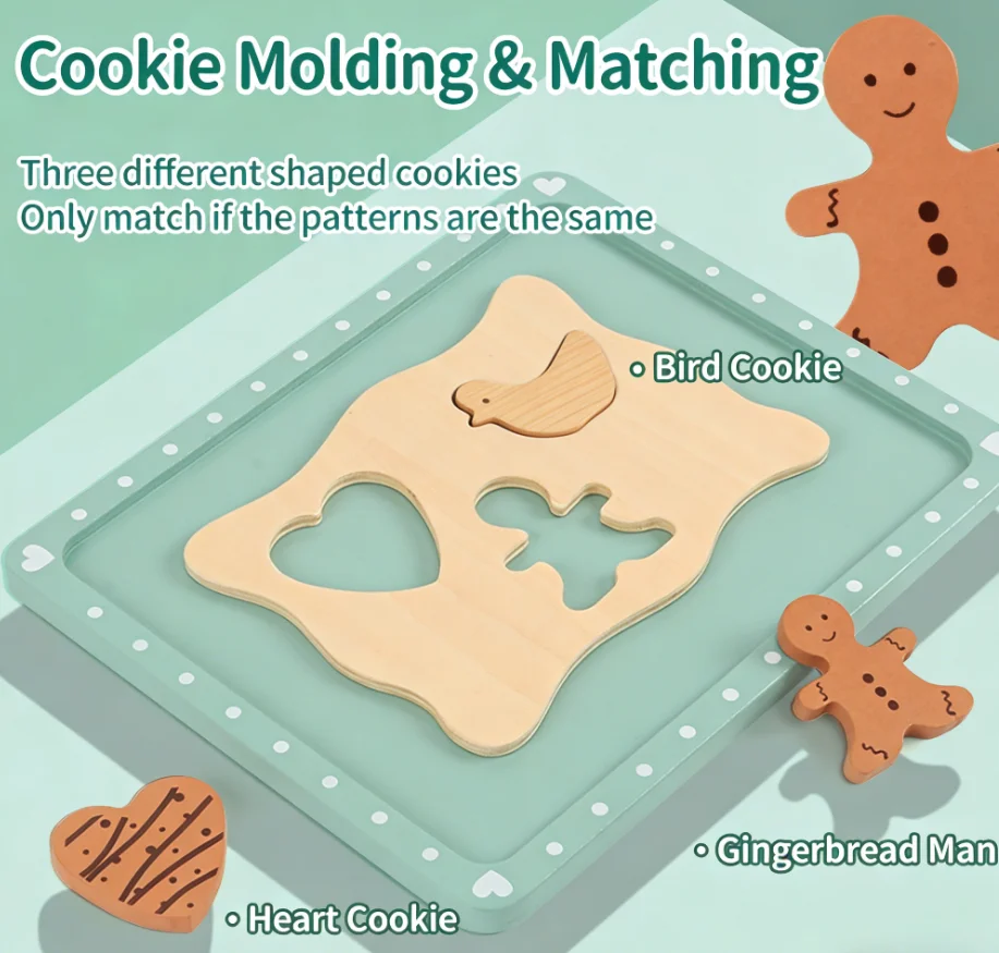 Toyly World™ Wooden Cookie Maker Pretend Play Set for Kids 3+ | Baking & Kitchen Role Play Toy | Creative Learning Set 7