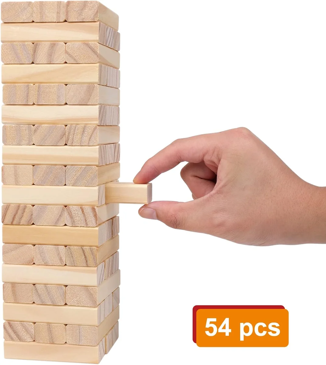 Tumble Tower Game for Kids and Adults, 54pcs Wooden Board Stacking Game for Family Game Night Classic Game,Mini Version 3