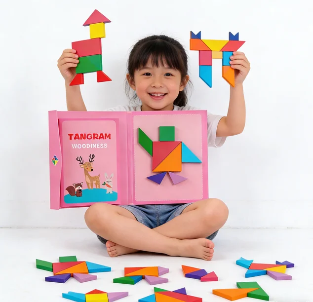 Toyly World™ Magnetic Tangram Puzzle for Kids | 7-Piece Wooden Shape Sorting & Pattern Matching Game 3