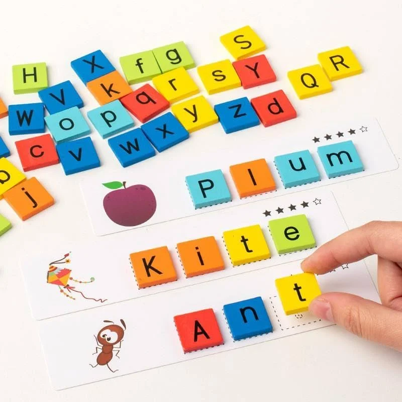 Toyly World™ Montessori Spelling & Word Formation Game for Kids 3+ | A–Z Letter Tiles, Picture Flashcards & Phonics Learning Toy 3