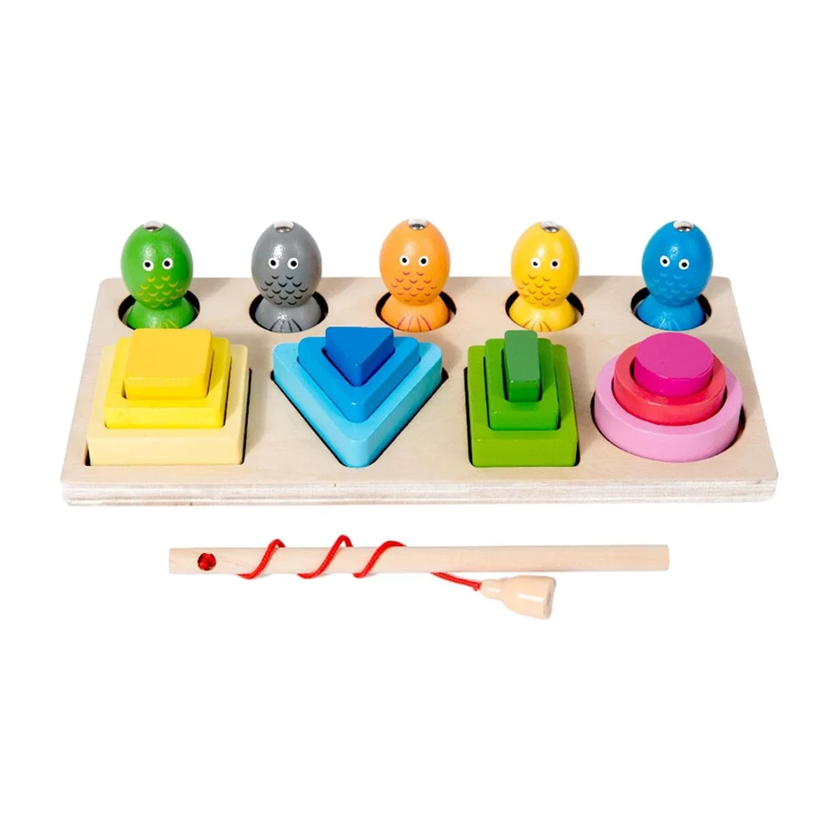 Toyly World™ 2-in-1 Wooden Colour Sorting & Magnetic Fishing Toy for Kids 3+ | Shape Matching & Pattern Learning Game 4